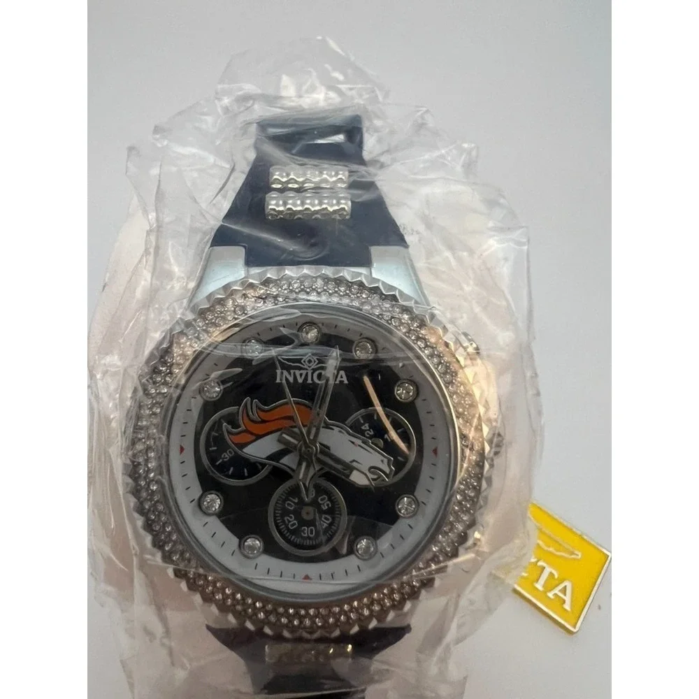 #W041 Invicta NFL Denver Broncos Lady Watch #42751 Crystal Bezel 39mm Quartz NWT
